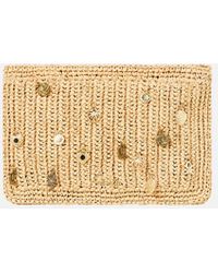 CAMILLA - Raffia Clutch With Charms Natural - Lyst