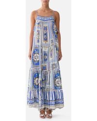 CAMILLA - Long Tiered Dress With Bow Ties Ottoman Opulence - Lyst