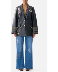 CAMILLA - Leather Jacket With Yoke Amulets And Alchemy - Lyst