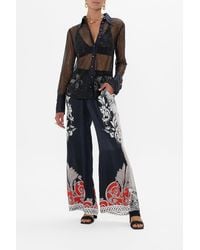 CAMILLA - Crystal Mesh Shirt With Silk Contrast Mark Of Medusa - Lyst