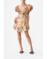 CAMILLA - Short Frill Neck Dress With Hardware Welcome To The Lotus - Lyst