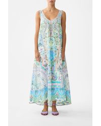 CAMILLA - V Neck Pocket Dress With Low Back Midsummer Mosaics - Lyst