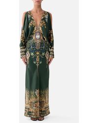 CAMILLA - Plunge Neck Draped Shoulder Dress The Secession Sessions - Lyst