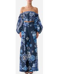 CAMILLA - Long Sleeved Corset Crop Top A Tiled Wonderland - Lyst
