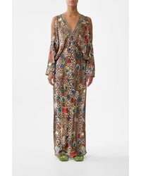 CAMILLA - Plunge Neck Draped Shoulder Dress Nazar Nirvana - Lyst