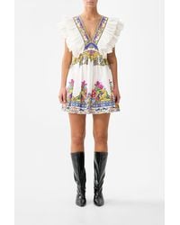 CAMILLA - Double Frill Sleeve Mini Dress - Lyst