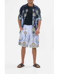 CAMILLA - Fixed Waist Mid Length Walk Short Under Scarab Skies - Lyst