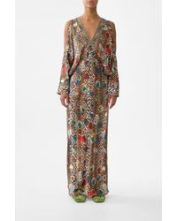 CAMILLA - Plunge Neck Draped Shoulder Dress Nazar Nirvana - Lyst