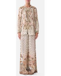 CAMILLA - Raglan Blouse With Front Ruffle Aranjuez Animalia - Lyst