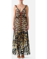 CAMILLA - Frill Bralette Long Dress Leotigra Land - Lyst