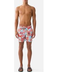 CAMILLA - Mid Length Boardshort With Fixed Waist Papers And Curious Capers - Lyst