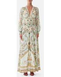 CAMILLA - Button Dress With Shaped Waistband Wildflower Wunderland - Lyst