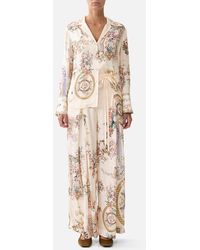 CAMILLA - Soft Wide Leg Pant With Tie Detail Twilight - Lyst