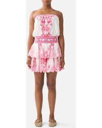 CAMILLA - Shirred Waist Mini Dress Livin La Vida Rosa - Lyst