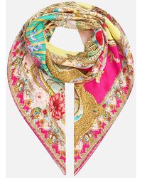 CAMILLA - Large Crystalled Silk Square Scarf Painted Prayers - Lyst
