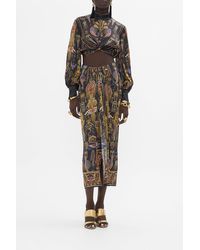 CAMILLA - Drape Front Skirt With Split Cartouche Kingdom - Lyst