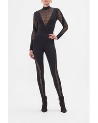 CAMILLA - Mesh Insert Catsuit Solid - Lyst