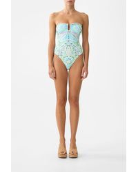 CAMILLA - Gathered Bandeau One Piece With U Ring Front Midsummer Mosaics - Lyst