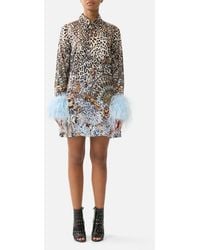 CAMILLA - Mini Shirt Dress With Feathers Fiesta, Siesta, Repeat - Lyst