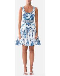 CAMILLA - Jersey Bodice Short Dress With Belt The Porcelain Parlour - Lyst