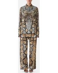 CAMILLA - Jersey Relaxed Trouser With Fly Front Animalia Heirlooms - Lyst