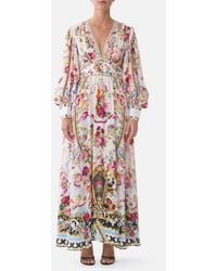 CAMILLA - Shaped Waistband Dress With Gathered Sleeves Torero Libertine - Lyst