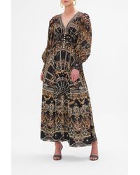 Camilla eBoutique - Shaped Waistband Dress With Gathered Sleeves Masked - Lyst