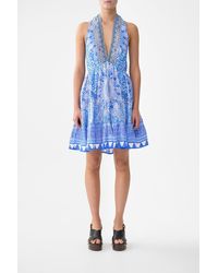 CAMILLA - Ruffle Hem Halter Short Dress - Lyst