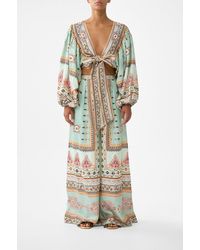 CAMILLA - Cropped Blouson Sleeve Tie Front Top Legend Has It - Lyst