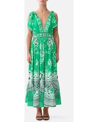 CAMILLA - Waisted Midi Dress With Shoulder Ties Sacromonte Señorita - Lyst