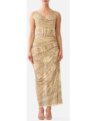 CAMILLA - Draped Chain Back Jersey Dress A Meeting Of Masterpieces - Lyst
