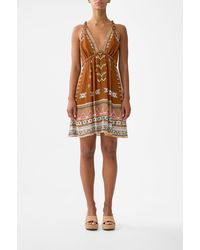 CAMILLA - Short Flared Dress With Macrame Detail Fabric Of Time - Lyst
