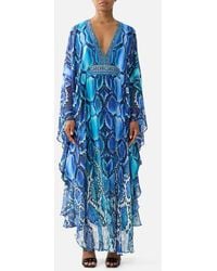 CAMILLA - Long Kaftan With Waist Detail The Sapphire Serpent - Lyst