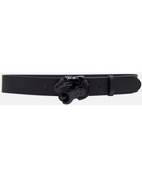 CAMILLA - Leopard Head Buckle Belt Solid Black - Lyst
