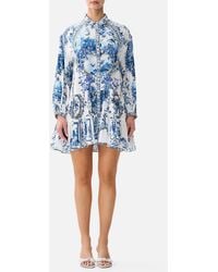 CAMILLA - Long Sleeve Tiered Short Dress The Porcelain Parlour - Lyst