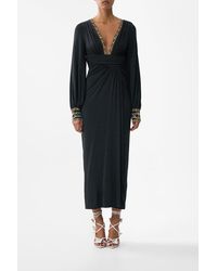CAMILLA - Waisted Draped Jersey Dress Ottoman Elegance - Lyst
