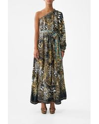 CAMILLA - One Shoulder Dress With Blouson Sleeve Feline Folklore - Lyst
