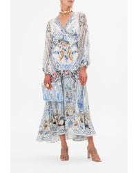 CAMILLA - Wrap Tie Dress With Blouson Sleeve Season Of The Siren - Lyst