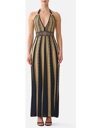 CAMILLA - Halter Neck Knit Dress With Silk Tie Versailles Or Die - Lyst