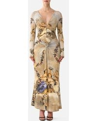 CAMILLA - Gathered V Neck Long Dress Queen Of Bohemia - Lyst