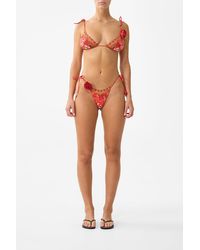 CAMILLA - Tie Shoulder Tri Bikini Top With Rosette Detail Olé Olé - Lyst