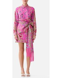 CAMILLA - Asymmetric Shirt Dress With Tie Waist Matadora Flora - Lyst