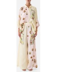 CAMILLA - Wide Leg Trouser With Front Pockets Painted Prayers - Lyst