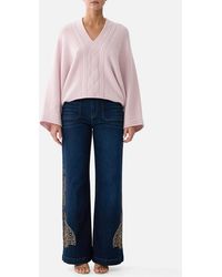 CAMILLA - Cashmere Knit Relaxed V-Neck Sweater Chamber Of Blooms - Lyst
