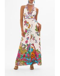 CAMILLA - Halterneck Jumpsuit With Tie Neck Cosmic Prairie - Lyst
