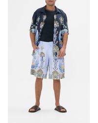 CAMILLA - Fixed Waist Mid Length Walk Short Under Scarab Skies - Lyst