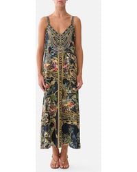 CAMILLA - V Neck Midi Slip Dress Palace Zoology - Lyst