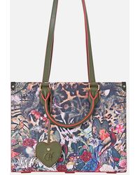 CAMILLA - East West Tote With Leather Trims Leotigra Land - Lyst