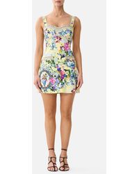CAMILLA - Fitted Short Dress With Topstitching Chinoiserie Child - Lyst