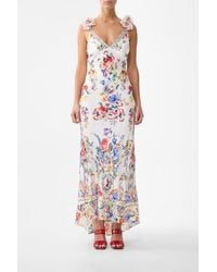 CAMILLA - V Neck Bias Slip Dress With Back Frill I Left My Heart - Lyst